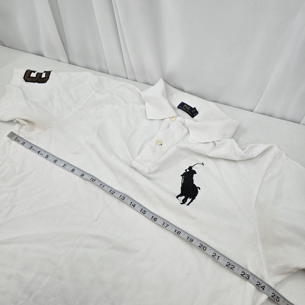 Polo Ralph Lauren Polo Shirt Mens XL Tall‎ White Big Pony Number 3 Sleeve Pique. - Picture 8 of 8